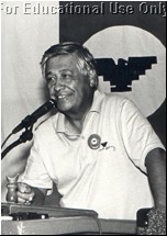 C&eacute;sar E. Ch&aacute;vez with the UFW Flag in the Background